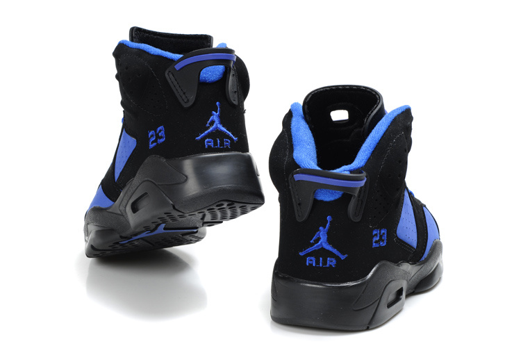 Comfortable Air Jordan 6 Black Blue For Kids - Click Image to Close